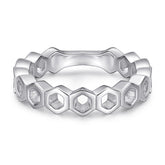 Hollow Honeycomb Silver Ring for Women